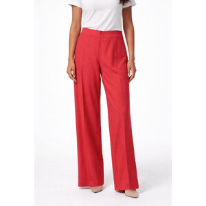 Eileen Fisher Red Wide Leg Pants M Made in USA Stretch Knit Minimalist Luxury
